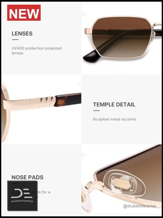 Retro Rectangle Polarized 90s Sunglasses Trendy Narrow Hexagon Square Shades main image 7